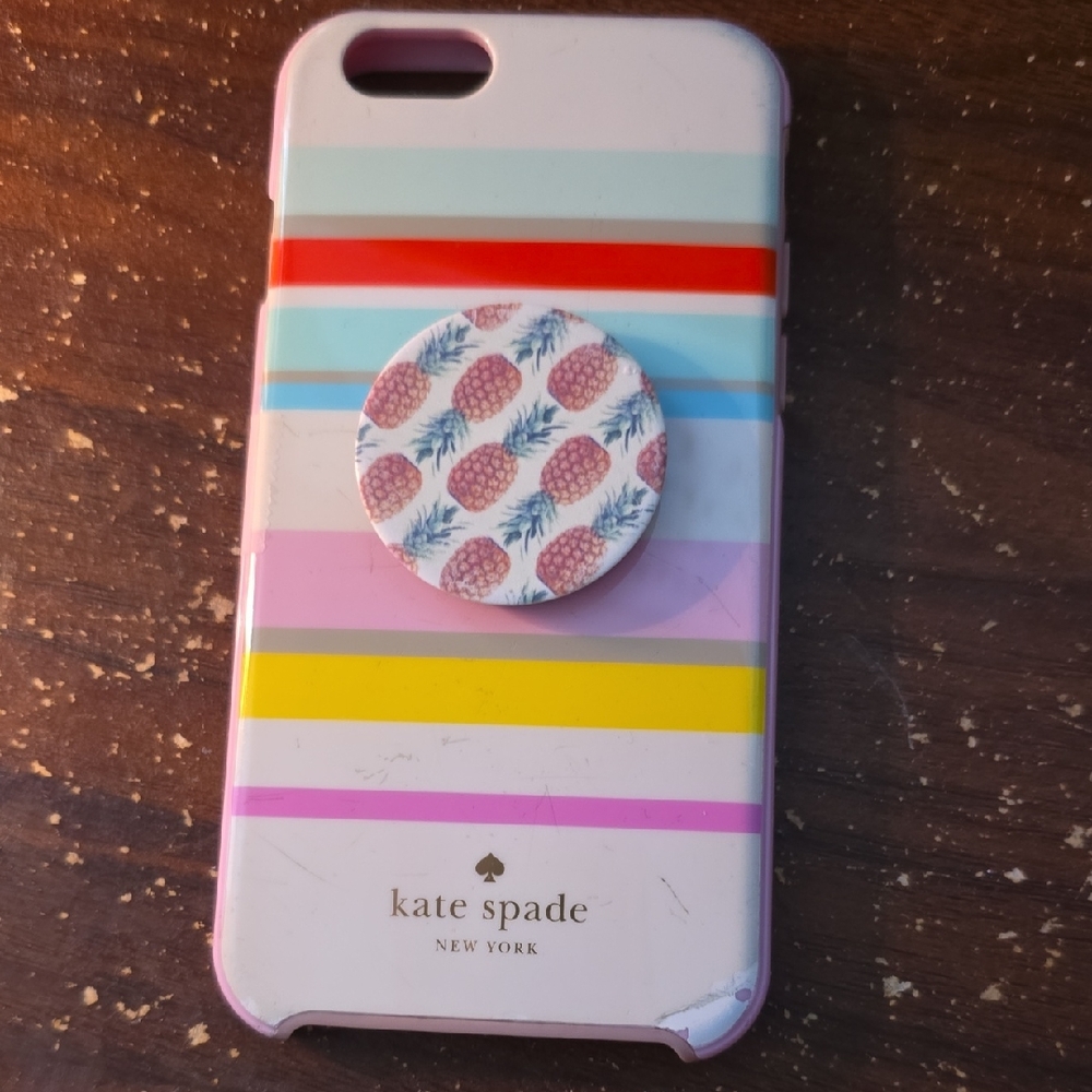 Kate Spade Multicolor Striped iPhone 6 or iPhone 6s Case & Pineapple PopSocket